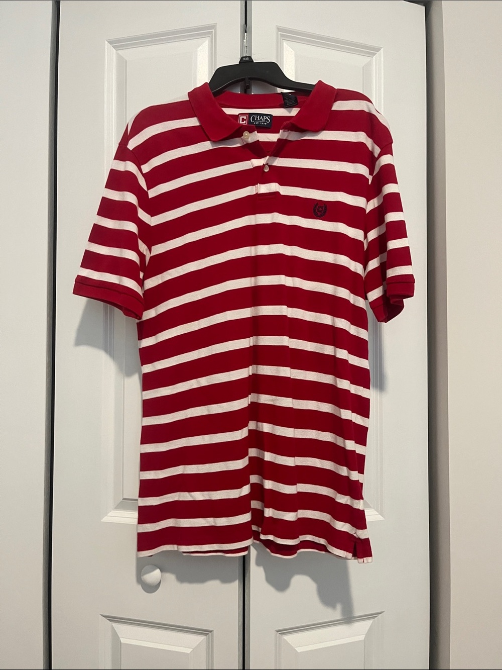 Chaps Red and White Horizontal Stripe Polo